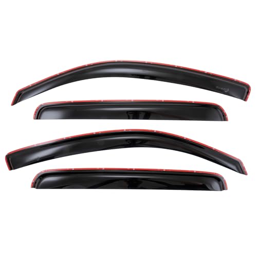 TrailFX Raing Guards Fits 2005-2015 Toyota Tacoma Double Cab 4-PC Low Profile in-Channel Smoke Window Vents Acrylic Rainguards Snap-in Installation Rain Guards TrailFX 4056IC