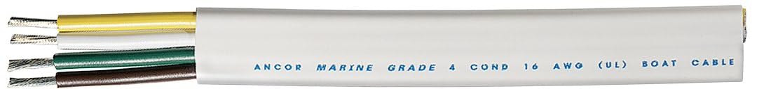 Ancor 154010 Marine Grade Electrical Flat Trailer Tinned Boat Cable (16-Gauge, 100-Feet),white/green/brown