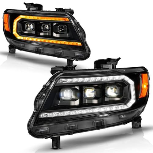 CHEVY COLORADO 15-22 FULL LED PROJECTOR HEADLIGHTS BLACK W/ DRL, INITIATION & SEQUENTIAL
