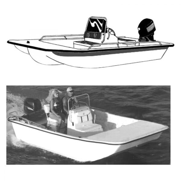 Carver 71018F10 18 ft. 6 in. x 94 in. Poly-Flex ll Boat Cover for Bay Fishing Boat with Center Console & Shallow Draft Hull Slate Gray