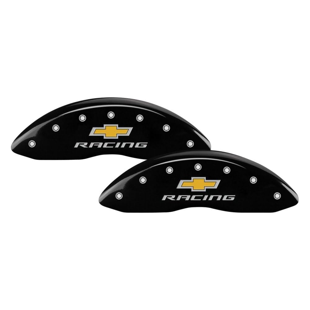 MGP Caliper Covers 14253SBRCBK Chevy Racing Black Powder Coat Finish, Silver Characters, Set of 4