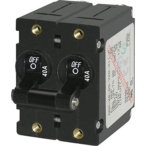 Blue Sea Systems A-Series Black Toggle Double Pole 40A Circuit Breaker