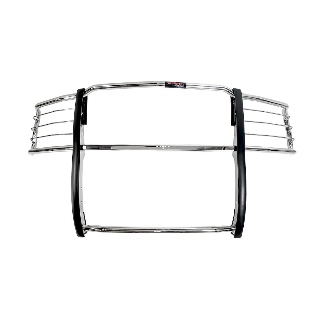 TrailFX E0033S Grille Guard with Brush Guard for Chevrolet Silverado 1500 2014-2018 Polished Stainless Steel 1-Piece Grill Guard