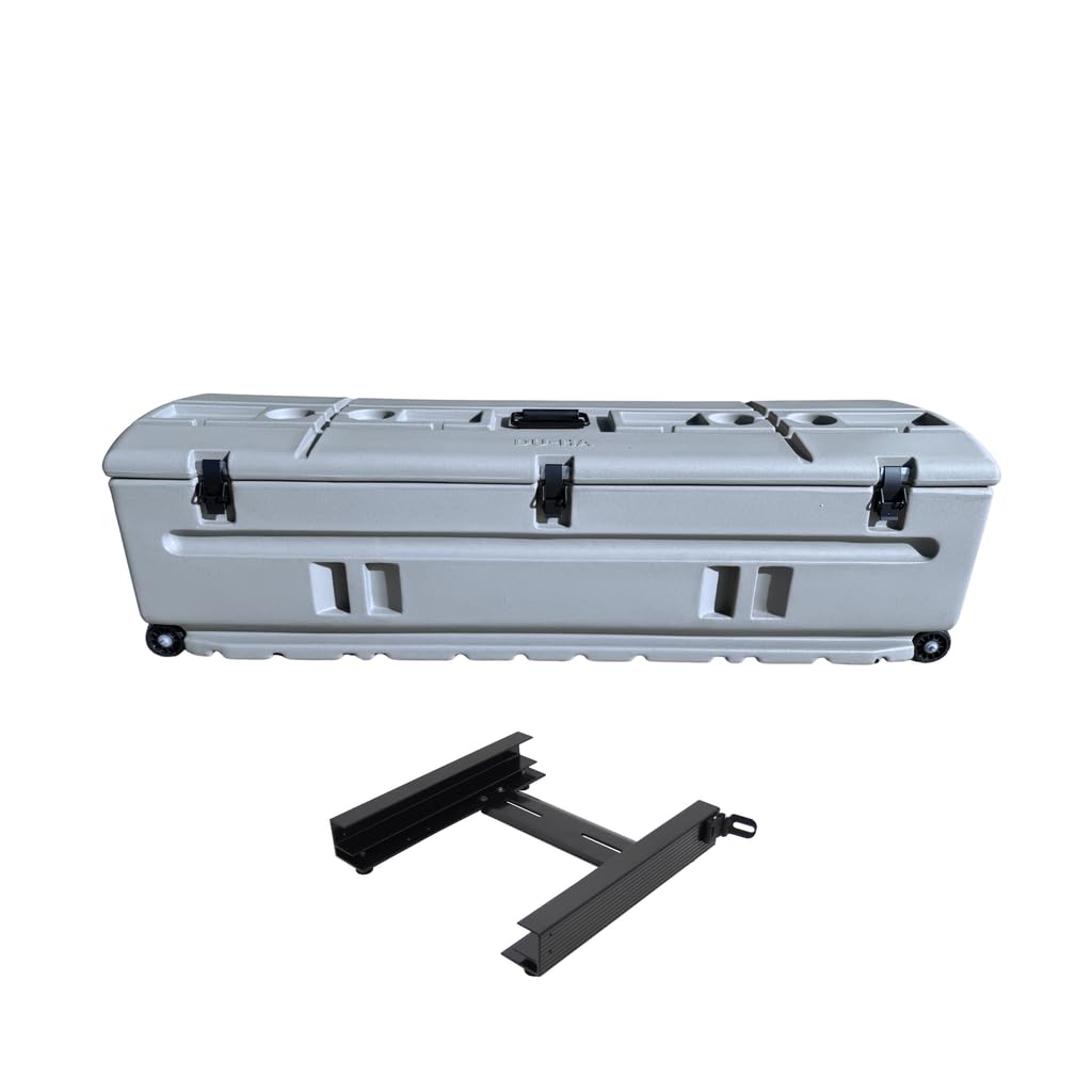 DuHa 70115 Tote Gun and Gear Truck Storage Box | Portable Rolling Toolbox or Gun Case for SUV's, UTVs, Pickup Trucks, and More | Destroyer Gray Heavy-Duty Multifunctional Organizer with Slide Bracket