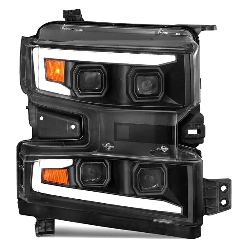 ANZO USA ANZO - 19-22 Chevrolet Silverado 1500 LED Proj HL w/LGT Bar SwBk Seq. Blk w/in. Light - Driver Side ON (111566-L)