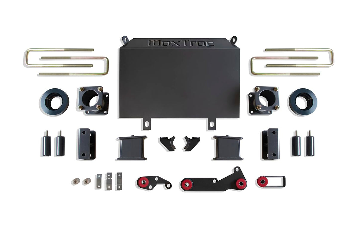 MaxTrac SUSPENSION'S Part# 946760-3 is A Box KIT (Box 3) Including DIFF Drop Brackets, SWAY BAR Extensions, Bumps Stop Extensions, STRUT SPACERS, Coil SPACERS Skid Plate & Hardware