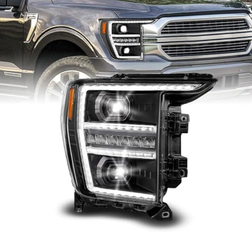ANZO 111594-R - Passenger Side Black Light Tube Projector LED Headlight With DRL And Sequential Turn Signal