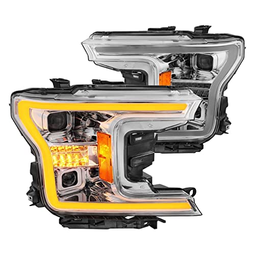 ANZO - 18-20 Ford F-150 (w/o Fctry LED) Full LED Proj Headlights w/Light Bar Swtchbk Seq. Chrome w/Int (111571)
