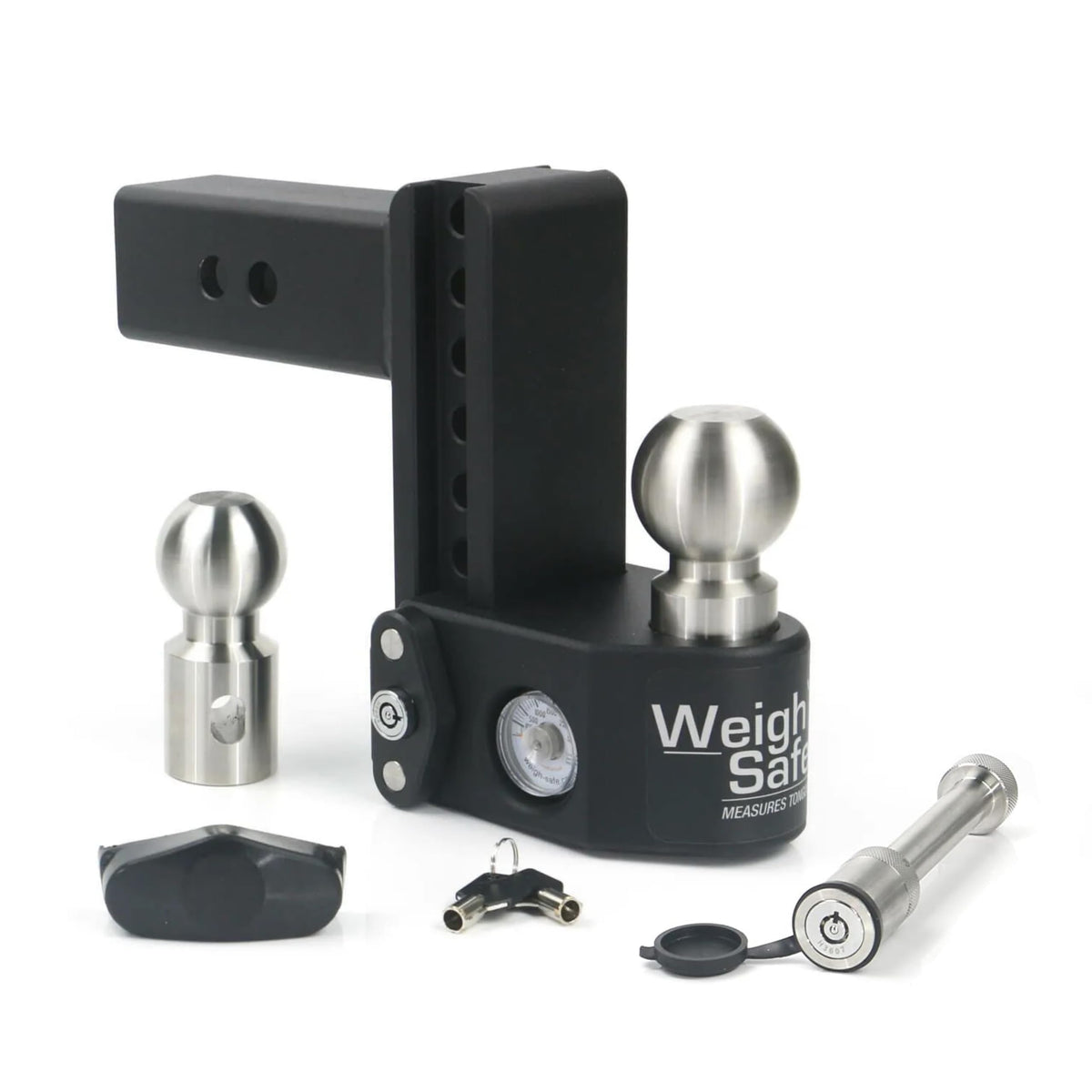 Weigh Safe Steel Drop Hitch - Adjustable Trailer Hitch with Ball Mount - Designed for 2.5" Receivers - Includes 2 Tow Balls - 6" Drop Hitch, 22,000 lbs GTW, 2-Piece Lock Set