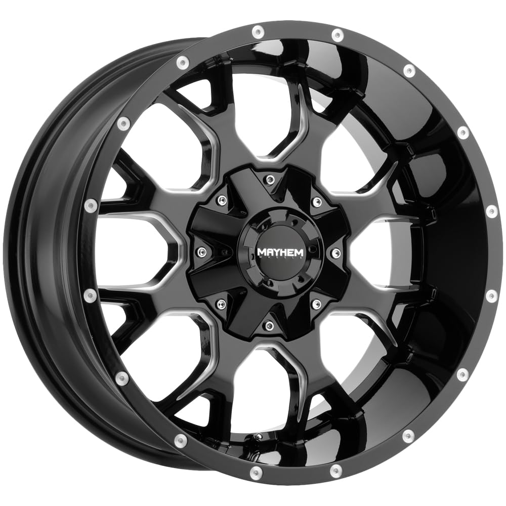MAYHEM WARRIOR 8015 GLOSS BLACK MILLED 18X9 8-165.1 18MM 130.8MM