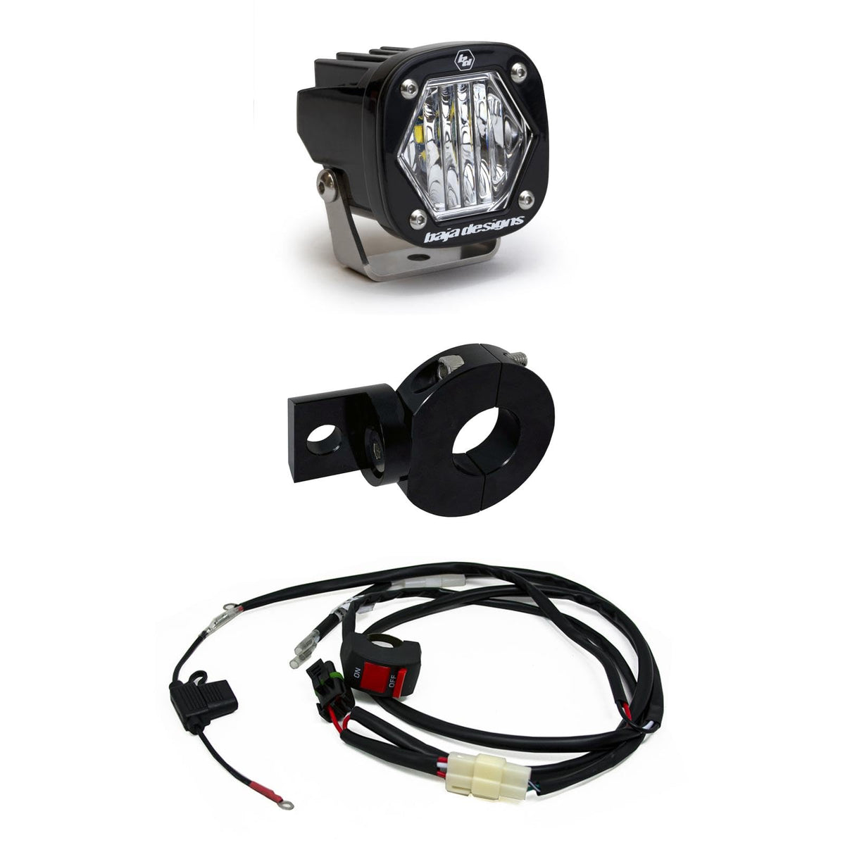 Baja Designs S1 LED Auxiliary Light Kit Moto Electric Start Pit Bike (Wide Cornering; Clear Lens)