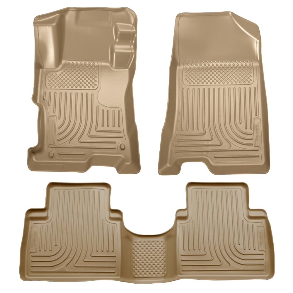 Husky Liners Weatherbeater Floor Mats | Fits 2008-2012 Honda Accord 4 Door | Front & 2nd Row, 3-pc Tan - 98403