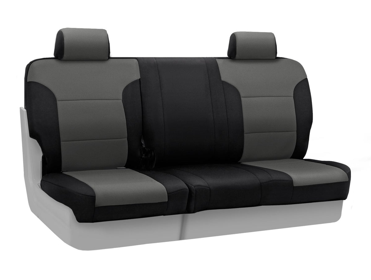 Coverking Custom Fit Rear 60/40 Bench Seat Cover for Select Jeep Wrangler Models - Neoprene (Charcoal with Black Sides)