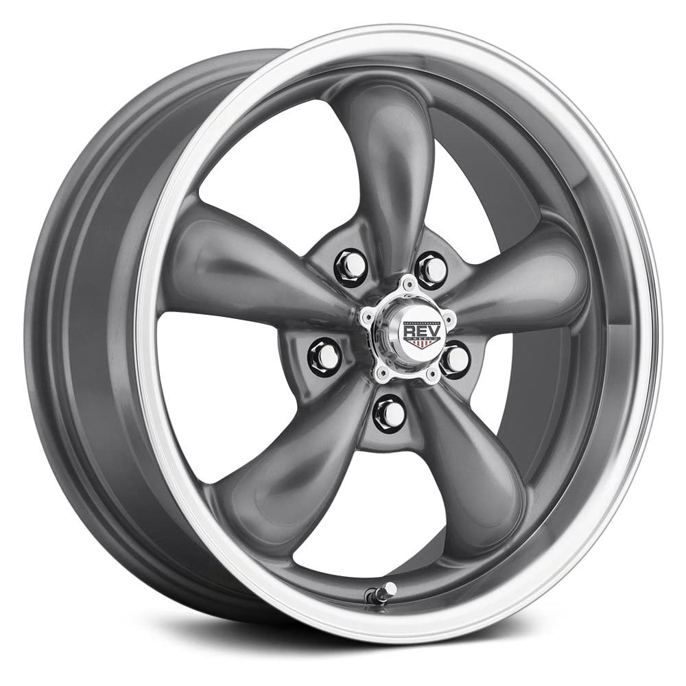 REV Wheels 100 Series Classic 5-Spoke 18x9-5 bs - 5x4.5/5x114.3 - Gray Anthracite Finish One Piece Cast Vintage Torq Thrust Style