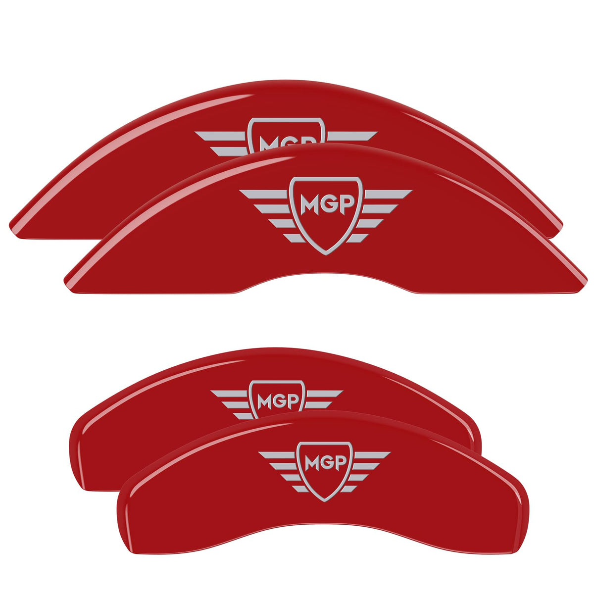 MGP Caliper Covers 54012SMGPRD MGP Red Powder Coat Finish, Silver Characters, Set of 4