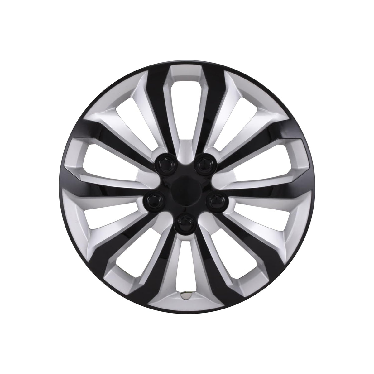 CCI Wheel Cover 106115SB, 15 Inch, 10 Spoke, Painted, Black/Silver, ABS Plastic, Set of 4, Universal Fit Over Most OEM Steel Wheels
