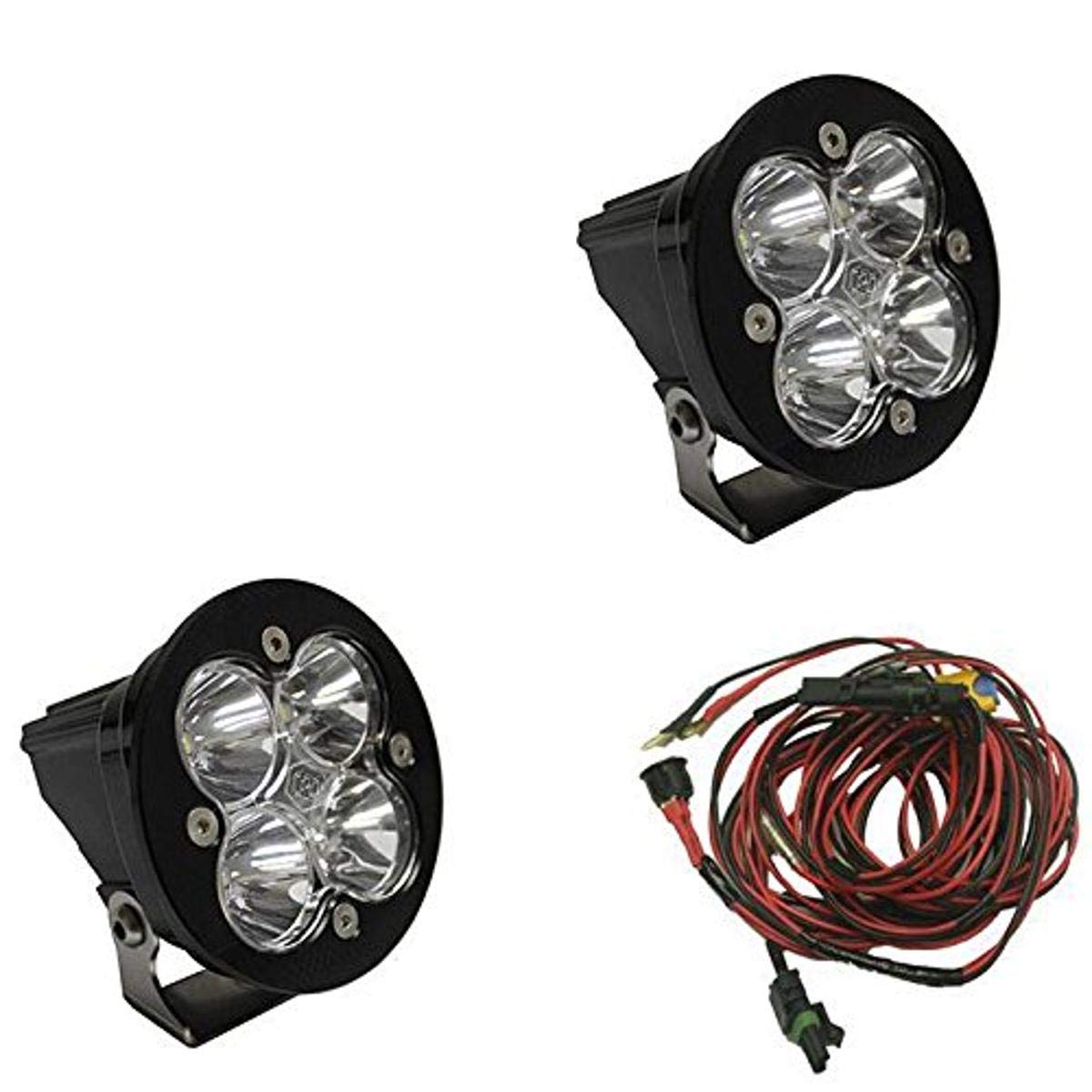Baja Designs Squadron-R Racer Edition LED Light Pod Pair - 2 PCS LED with Wiring Harness (Racer Spot Lens; Clear)