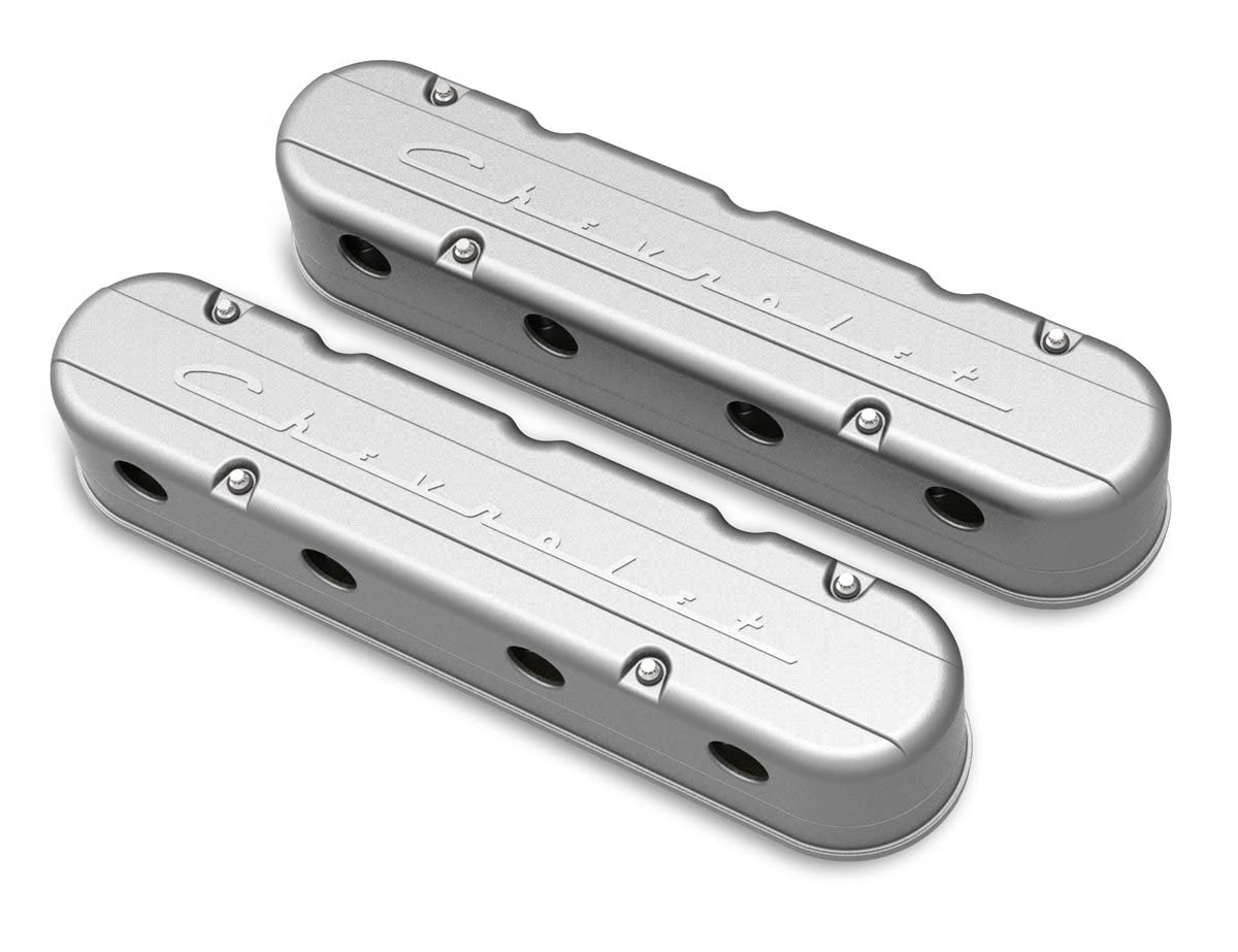 Holley 241-175 2-Pc LS Chevrolet Script Valve Covers - Natural Finish