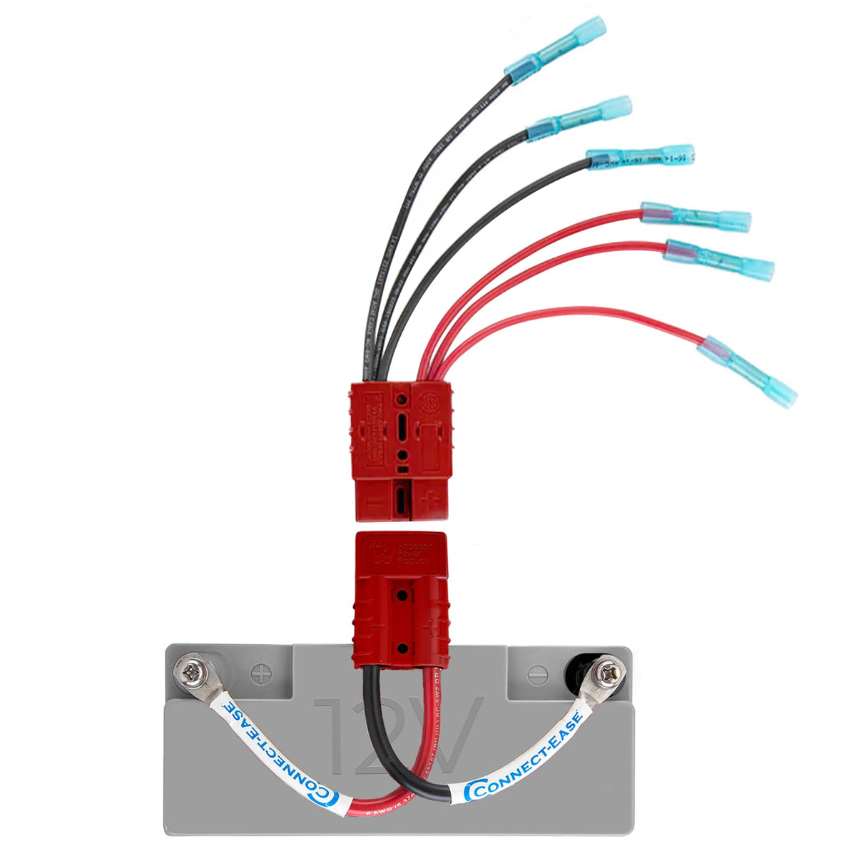 Connect-Ease Yak Quik 12V Battery Wiring Kit, 14 AWG, 5/16 Lugs