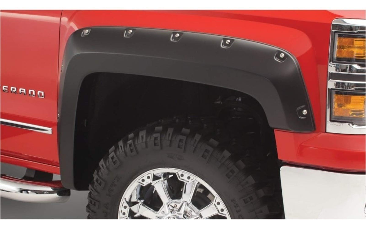 RealTruck Bushwacker Pocket/Rivet Style Front Fender Flares | 2-Piece Set, Black, Smooth Finish | 20119-02 | Fits 2019-2023 Ford Ranger