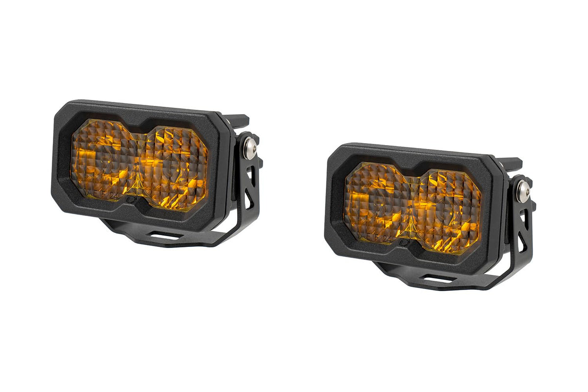C2 2.0 SAE Yellow Pro Standard LED Pod (pair), SAE/DOT Driving w/Amber Backlight