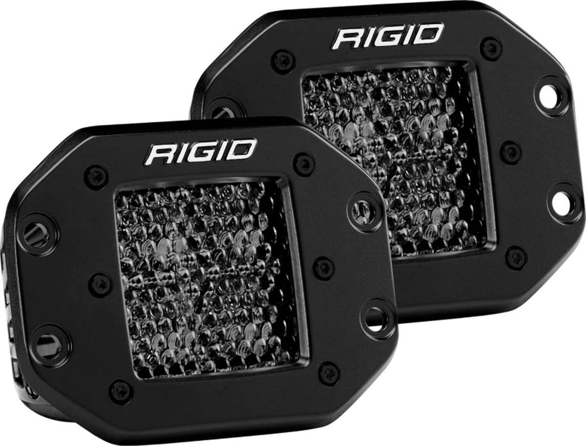 RIGID INDUSTRIES D-Series PRO LED Flush Mount Light Pod Spot Diffused Midnight Edition, Pair