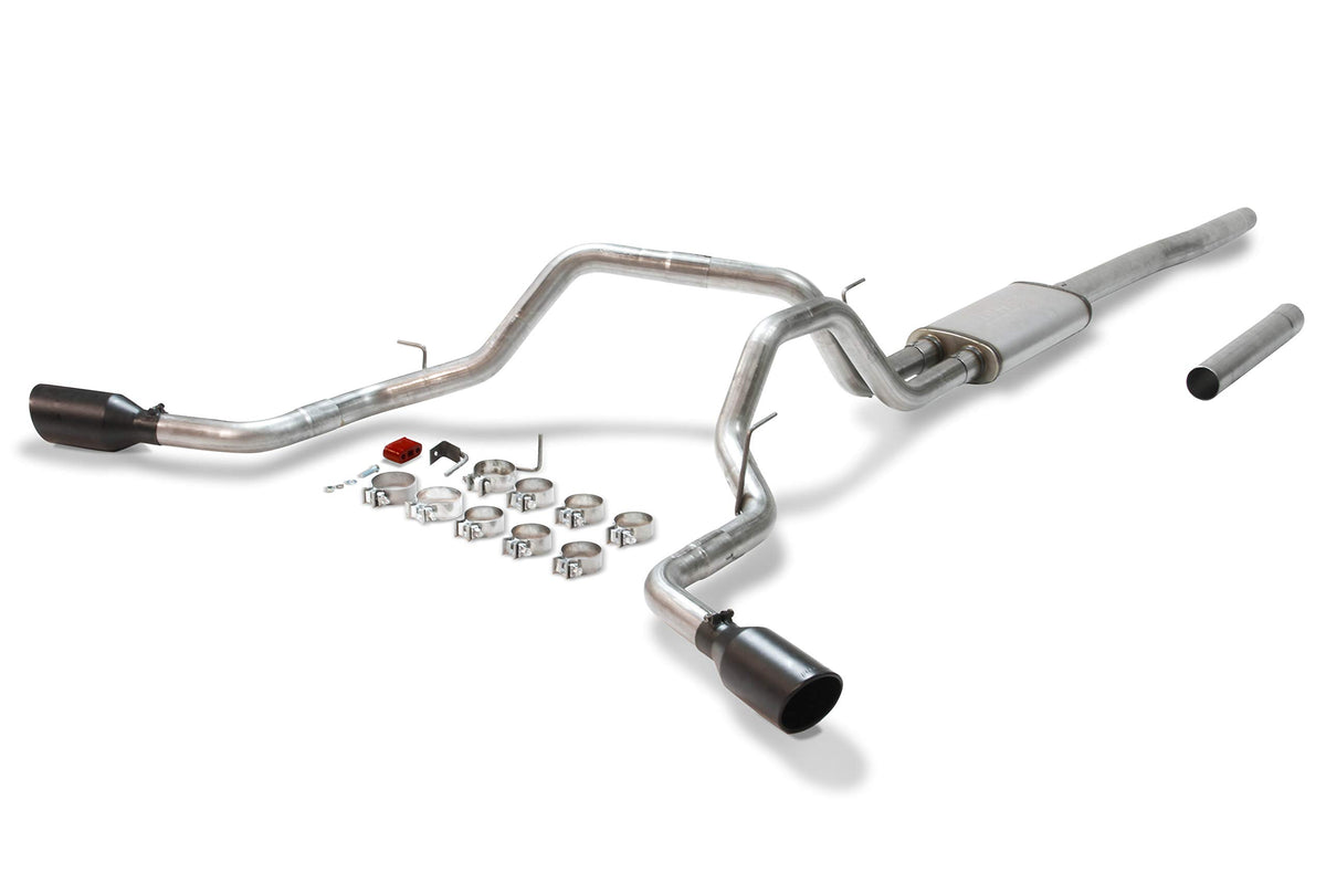 Flowmaster 717868 FlowFX Cat-Back Exhaust Kit Dual 2.5 Inch 409 Stainless Steel Tailpipes 4.5 Inch Black Ceramic Stainless Tips Compatible with 2004-2008 Ford F-150 4.6L 5.4L 2/4WD All Wheelbases