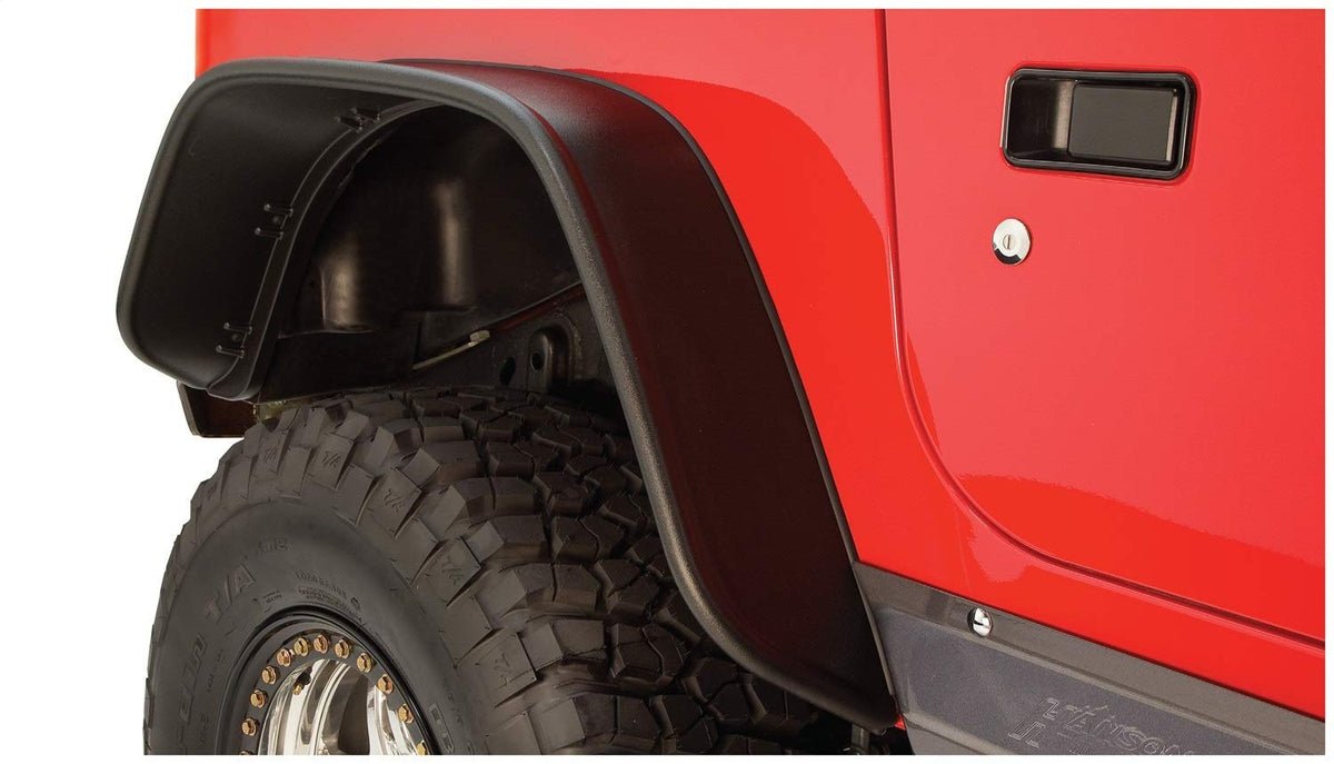 Bushwacker 10056-07 Black Jeep Flat Style Textured Finish Rear Fender Flares for 1997-2006 Jeep Wrangler TJ