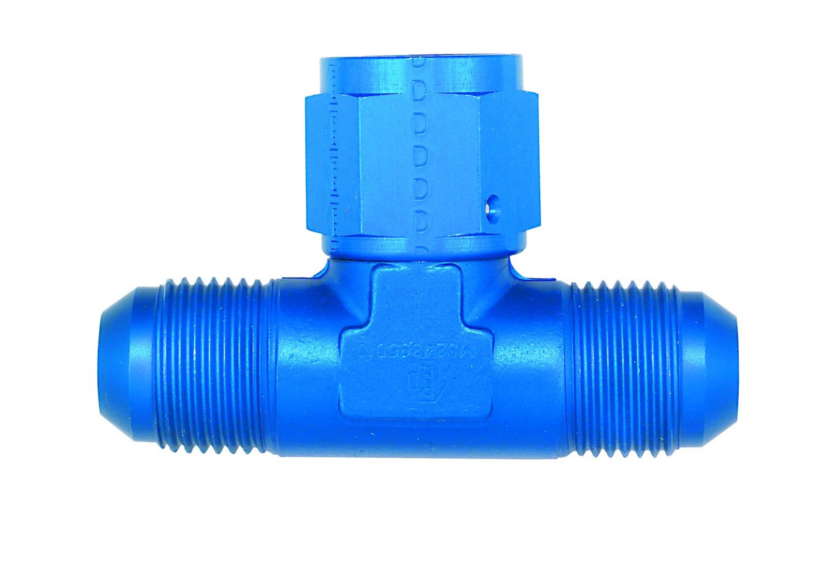 Aeroquip FBM2285 Tee w/Female On The Bottom -12AN Dash Size x -12AN Dash Size x -12AN Dash Size Aluminum Blue Anodized Bulk Packaged Tee w/Female On The Bottom