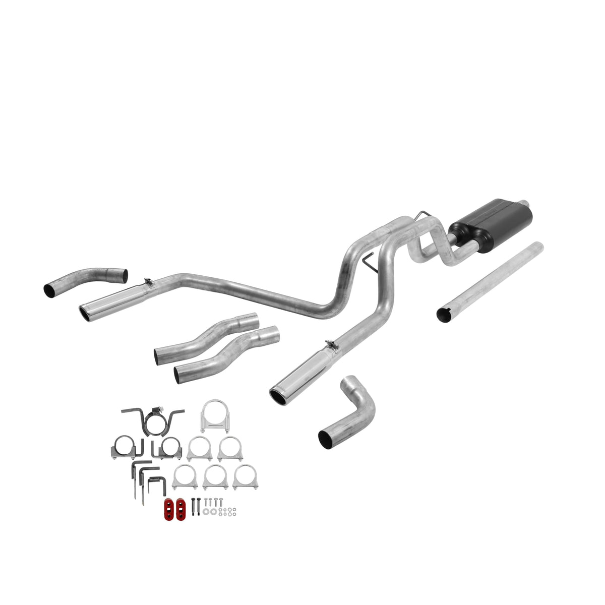 Flowmaster 17429 American Thunder Cat-Back Exhaust Kit Dual 2.5 Inch Aluminized Steel 3 Inch Stainless Tips Compatible with 1994-2001 Dodge Ram 1500 3.9L 5.2L 5.9L. 1994-2002 2500/3500 5.9L. 2/4WD