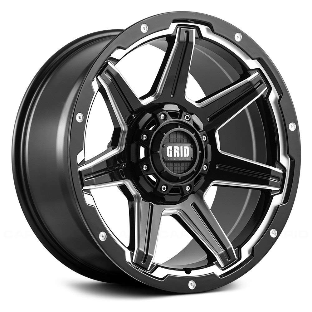 Grid Off-Road GD6 Custom Wheel - 20" x 9", 15 Offset, 5x150 Bolt Pattern, 110.3mm Hub - Gloss Black with Milled Accents Rim