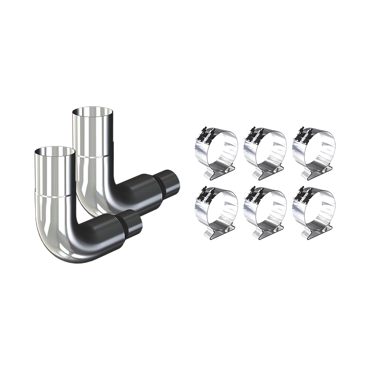 RoadWorks 7" Exhaust Kit for Freightliner with 90 Degree Reduced Elbows, and Clamps | EXKITFL17HD