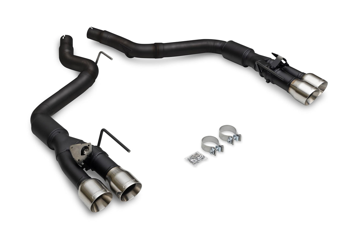 Flowmaster 818164 Outlaw Series Axle-Back Exhaust Kit 3 Inch 409 Stainless Steel with 4 Inch Polished Quad Tips with Valves Compatible with 2024 Ford Mustang GT 5.0L Coyote and 2.3L EcoBoost