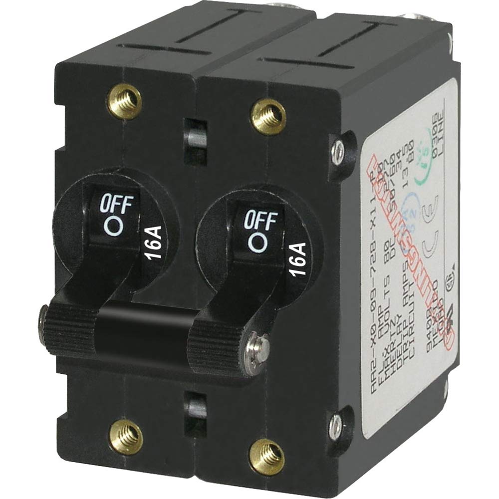 Blue Sea Systems A-Series Black Toggle Double Pole 16A Circuit Breaker