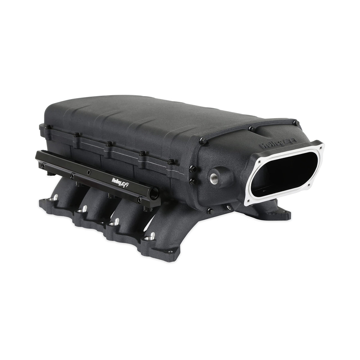 Holley Intake Manifold, Ultra Lo-Ram, 105 x 66 mm Throttle Body Flange, Multi Port, Aluminum, Black Powder Coat, Kit