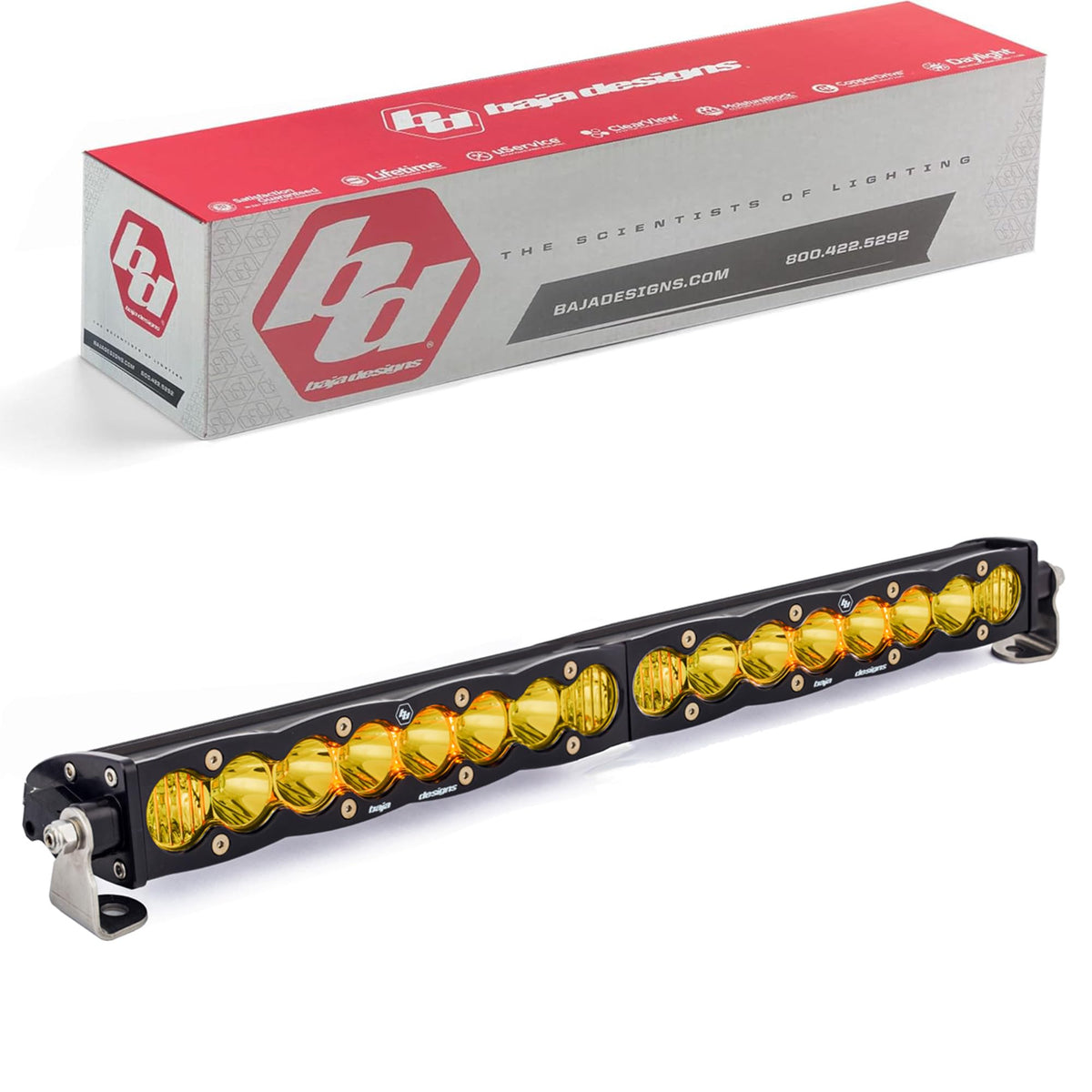 Baja Designs 20 Inch Led Light Bar Single Amber Straight Driving Combo Pattern S8 Series