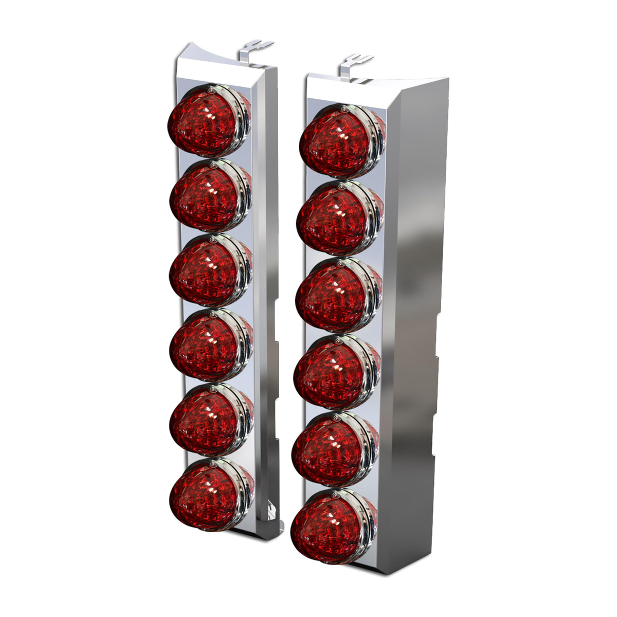 RoadWorks Peterbilt 589 Rear Breather Lights with (12) Watermelon Red/Red LED Lights (304) | N31061WM