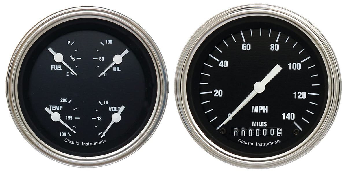 Classic Instruments HR02SLC Hot Rod 3 3/8"" Speedometer & Quad Gauge - GM