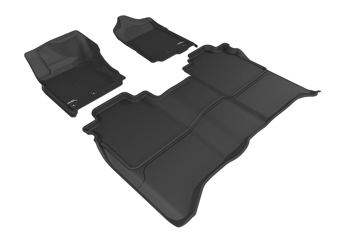 3D MAXpider Custom Fit KAGU Floor Mat (BLACK) Compatible with NISSAN TITAN CREW CAB 2016-2023 - Full Set