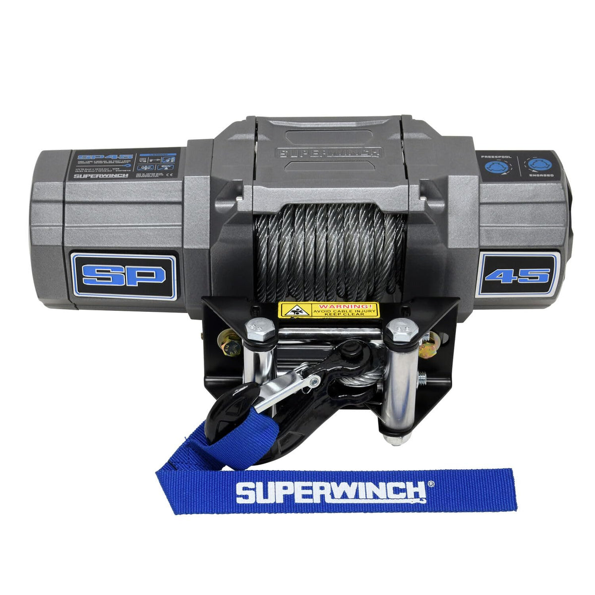 SUPERWINCH SP 45, 4500 lb Capacity, Roller Fairlead, 10 ft Remote, 15/64 in x 40 ft Steel Rope, 12V, Kit