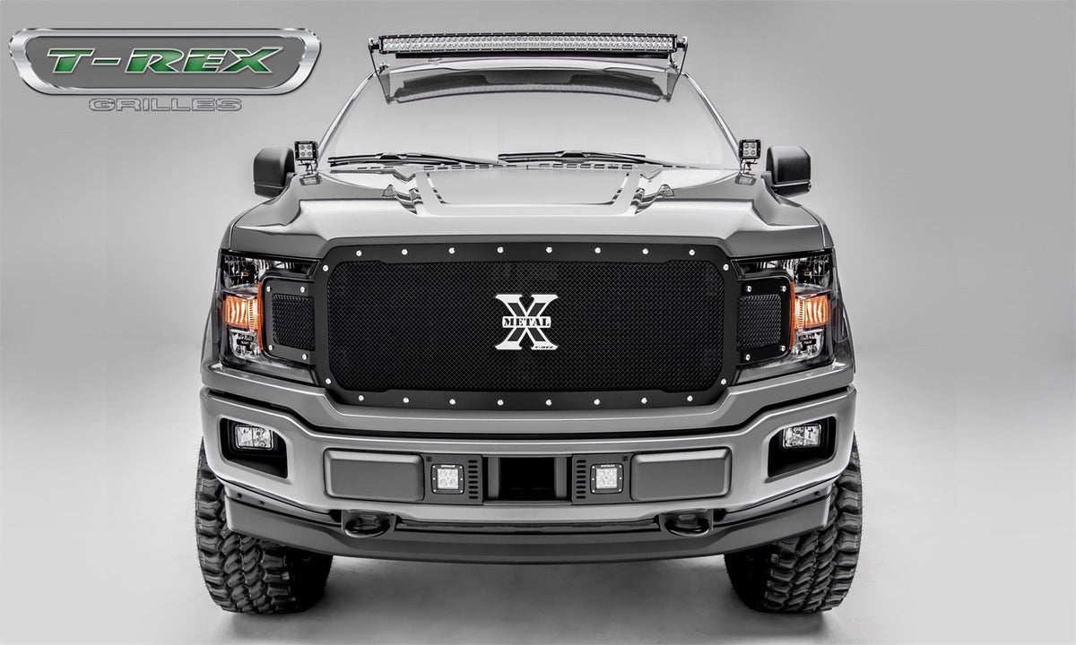 2018-2020 F-150 X-Metal Grille, Black, 1 Pc, Replacement, Chrome Studs, Does Not Fit Vehicles with Camera - PN #6715711