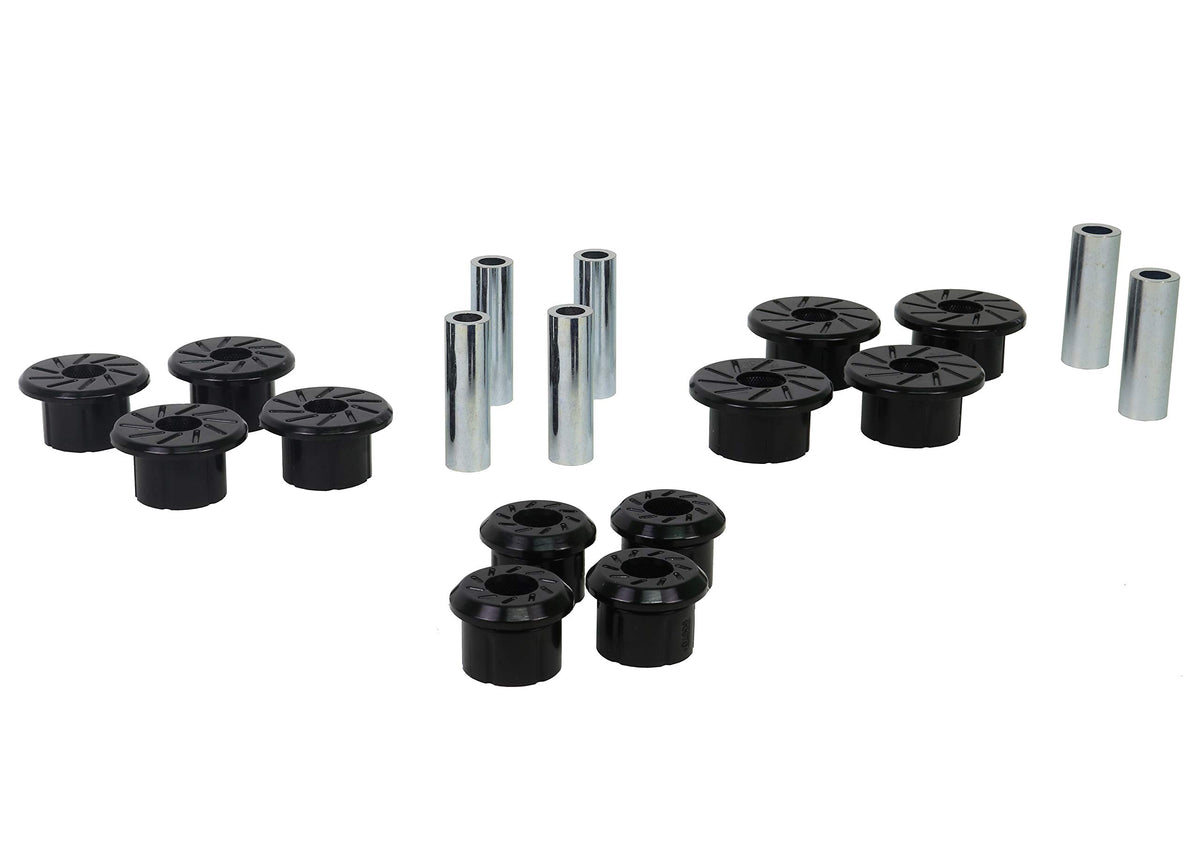 Whiteline W73821 Rear Leaf Spring and Shackle Bushing Kit Compatible with 02-06 Chevrolet Avalanche 2500, 99-18 Chevrolet Silverado and GMC Sierra 1500, 01-03 Silverado and Sierra 1500HD, 01-10