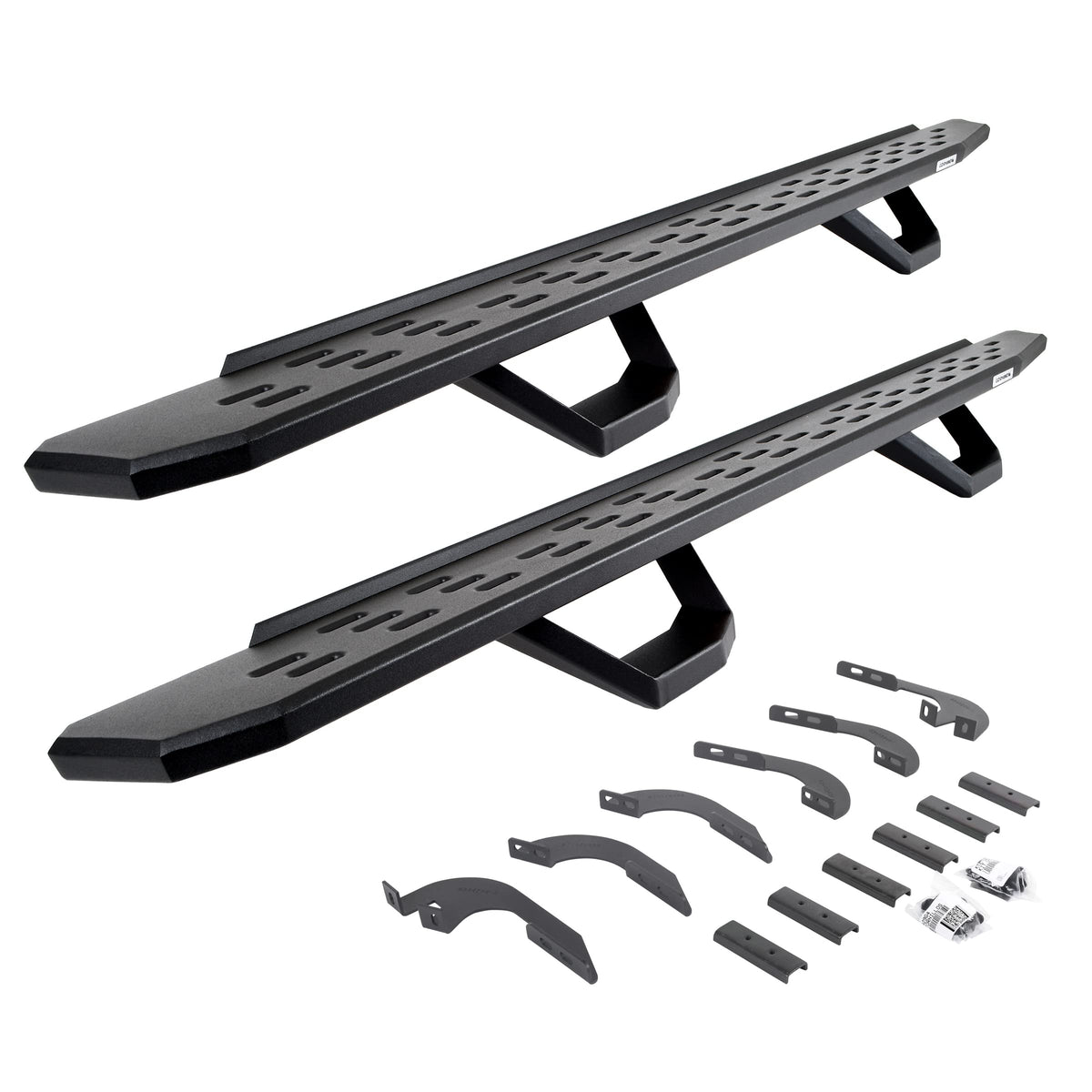 Go Rhino RB30 Running Boards, Mounting Brackets, & 2 Pair of Drop Steps | Cab Length, Galvanized Steel, Textured Black | 6964328020PC | Fits 2024 Toyota Tacoma Double Cab