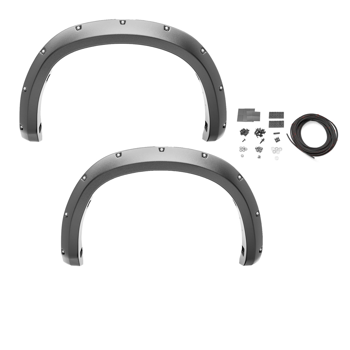 Bushwacker 30048-02 Black Pocket/Rivet Style Smooth Finish Rear Fender Flares for 2016-2021 Toyota Tacoma