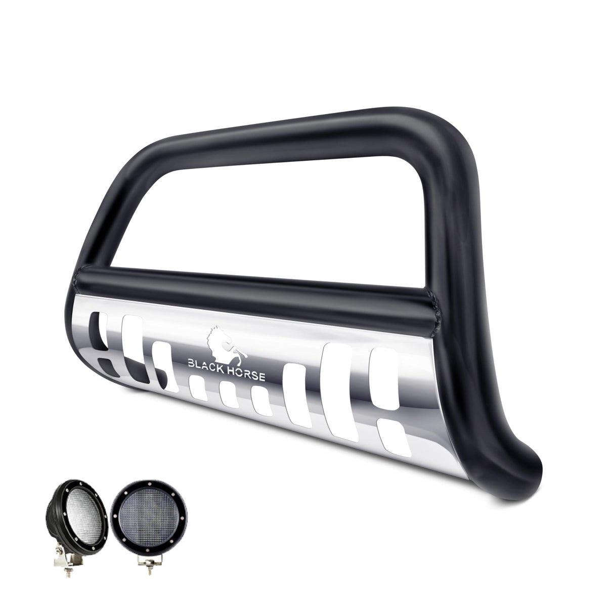 Black Horse Bull Bar Kit Skid Plate Black Compatible with 2002-2005 Ford Explorer|2002-2005 Mercury Mountaineer-CBBS-FOB2901SP-PLFB