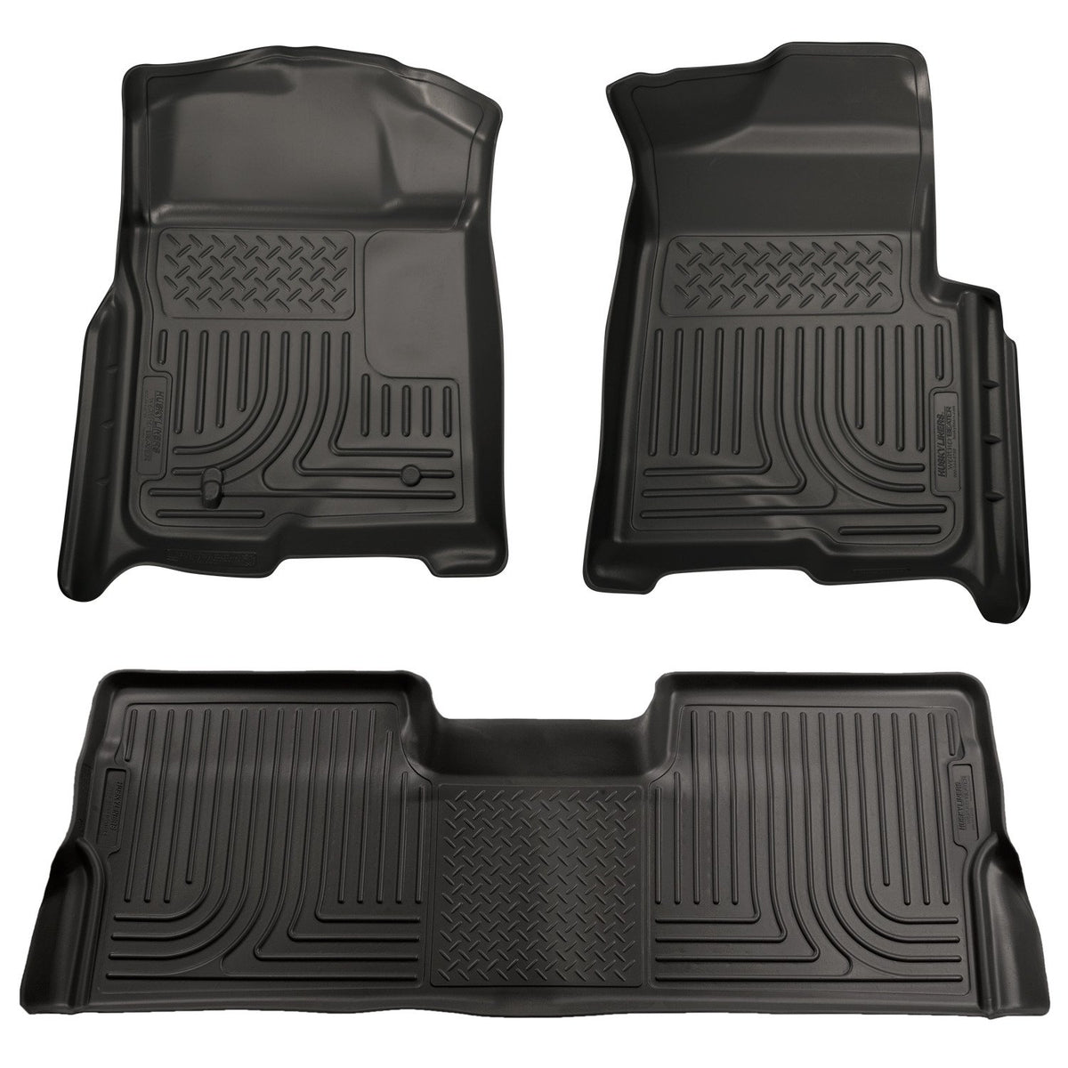 Husky Liners Weatherbeater Floor Mats | Fits 2008-2010 Ford F-250/F-350/F-450 Crew CAB ONLY Without Manual Shifter (Footwell Coverage) | Front & 2nd Row, 3-pc Black - 98381