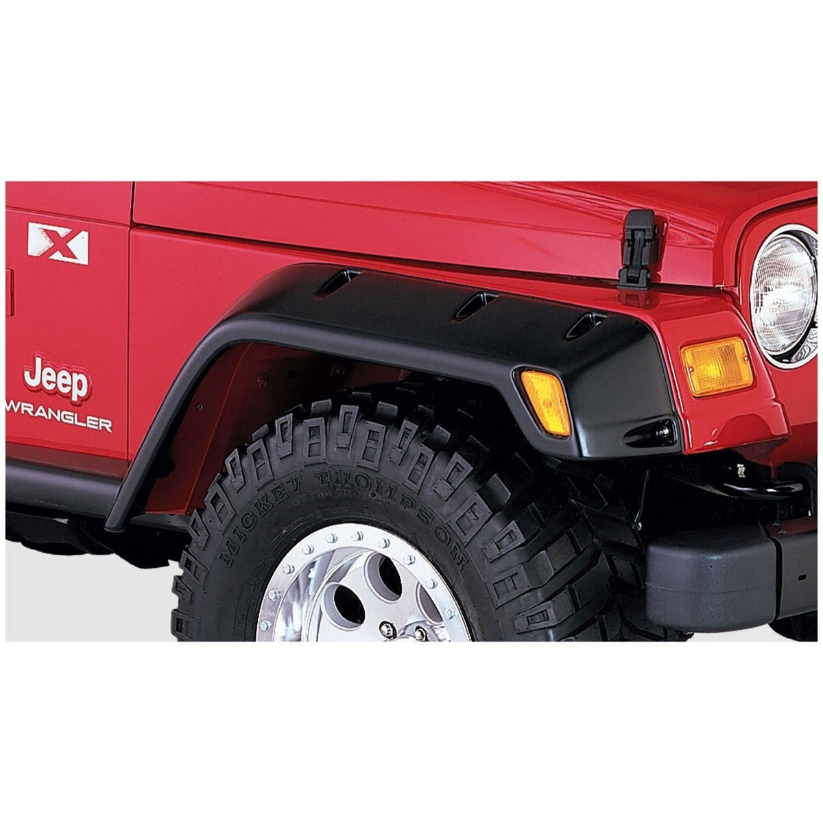 Bushwacker Pocket/Rivet Style Front Fender Flares | 2-Piece Set, Black, Smooth Finish | 10029-07 | Fits 1997-2006 Jeep Wrangler TJ