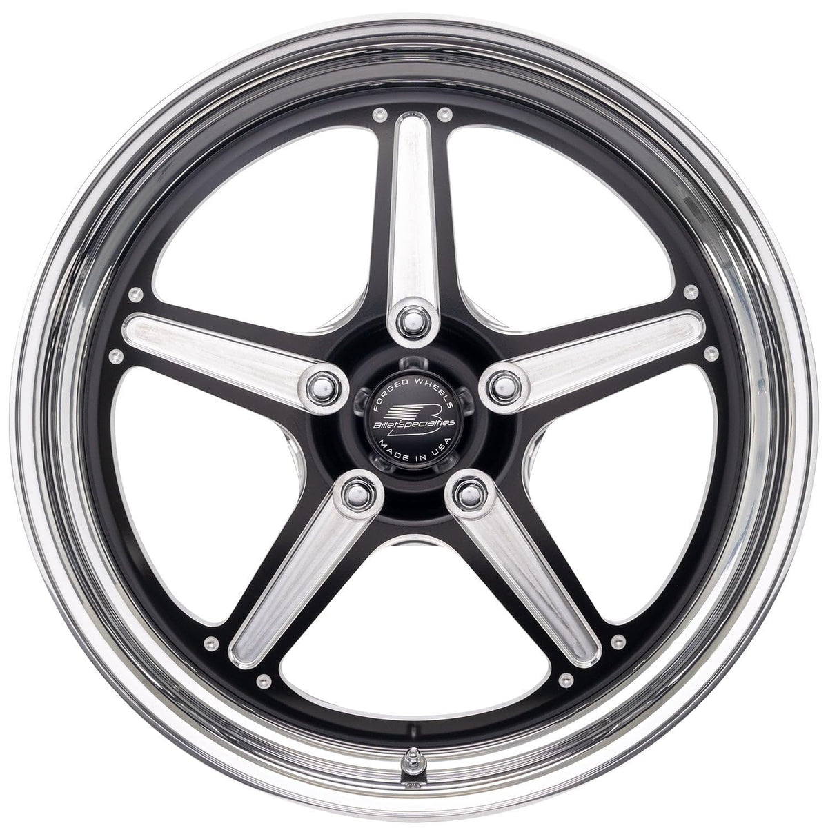 BILLET SPECIALTIES BRS23540L6516 Wheel - Street Lite - 15 x 4 in - 1.625 in Backspace - 5 x 4.50 in Bolt Pattern - Aluminum - Black Anodized/Machined Center - Polished Lip - Each