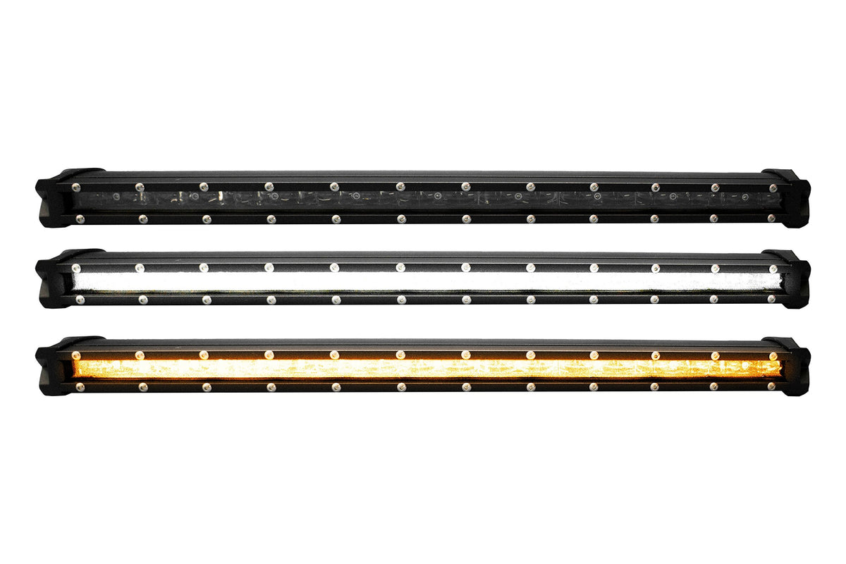 Race Sport Lighting RSLP26 26in 5w LoPro Ultra Slim LED Light Bar with Amber Marker - Running Light Function 120w - Includes Rocker Switch Harness