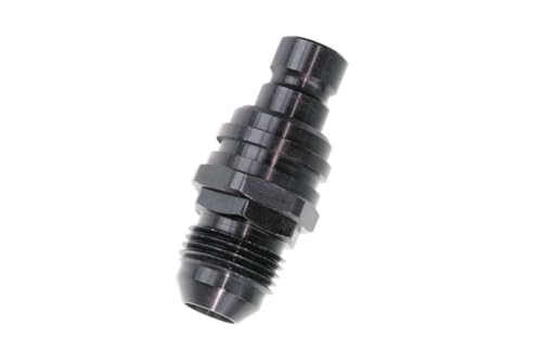 Jiffy-tite Quick Release Adapter, 3000 Series, Straight, 6 AN Male to Quick Release Plug, Valved, FKM Seal, Aluminum, Black Anodized, Each